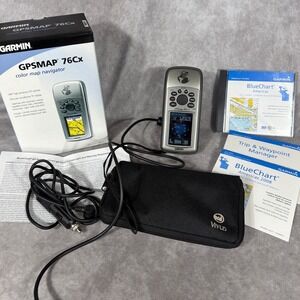 Garmin GPSMAP 76Cx Color Map GPS Navigator Bundle Case Card Cables & Blue Chart